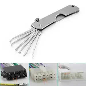 مجموعة اختيار القفل المضغوط المحمولة ، استبدال المفتاح ، باب متعدد الاستخدامات ، مفاتيح مفتوحة ، مقاومة للصدأ ، 6 في 1 ، خطاف اختيار السيارات ، DIY ، أفضل 12 جهاز لفتح باب السيارة - رقم 3