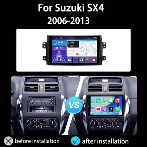 Imagen 2 del producto Android 15 Carplay Radio de coche para Suzuki SX4 2006-2013 Fiat Sedici 2005-2014 navegación reproductor de vídeo Multimedia Audio 2din estéreo