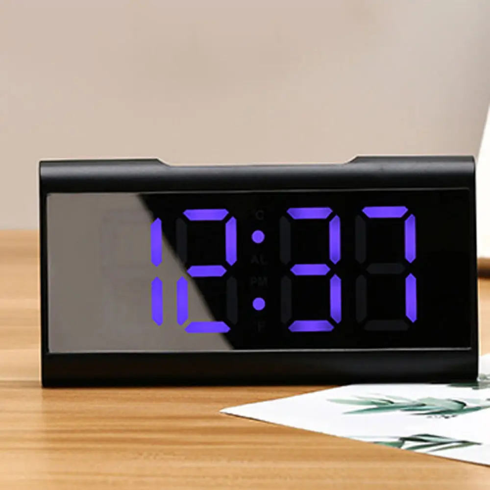 Modern LED Mirror Clock Digital Alarm Desk Electronic Time Piece Home Office Decoration Dual Power Supply Mode Daily Use