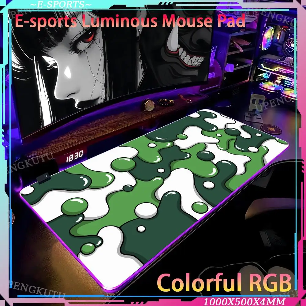 

Игровой коврик для мыши RGB XXL 900x400, большой коврик для клавиатуры, настольный коврик, мультяшный красочный коврик для мыши, жидкий слой, художественный коврик для мыши, настольный коврик