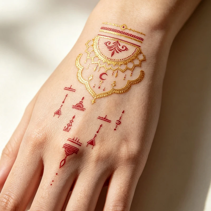 Henna Temporary Tattoos, Long-Lasting Waterproof & Skin-Friendly New Technology, Ramadan and Weddings, For Women, Arm, Leg.