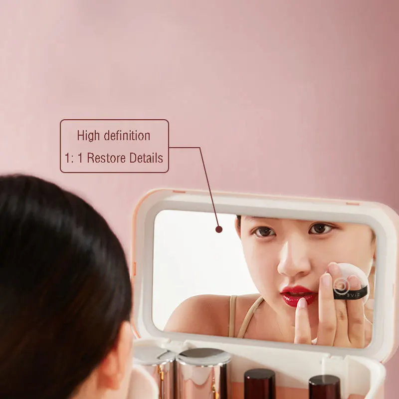 Cosmetic Storage Box Makeup Organizers with LED Mirror Portable Dustproof Waterproof Drawer Skincare Desktop Storage Box