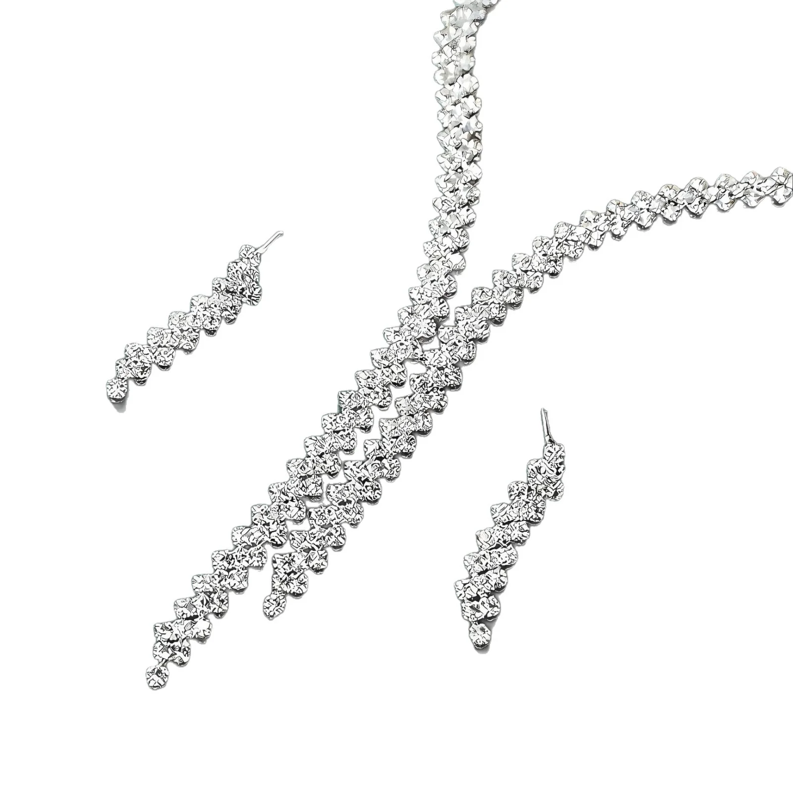 Luxuriöses Schwarzes Kristall Y-Halsketten-Ohrringe-Set für Damen, Gotischer Strass-Schmuck für Party, Abschlussball und Abendgarderobe – Detail 6