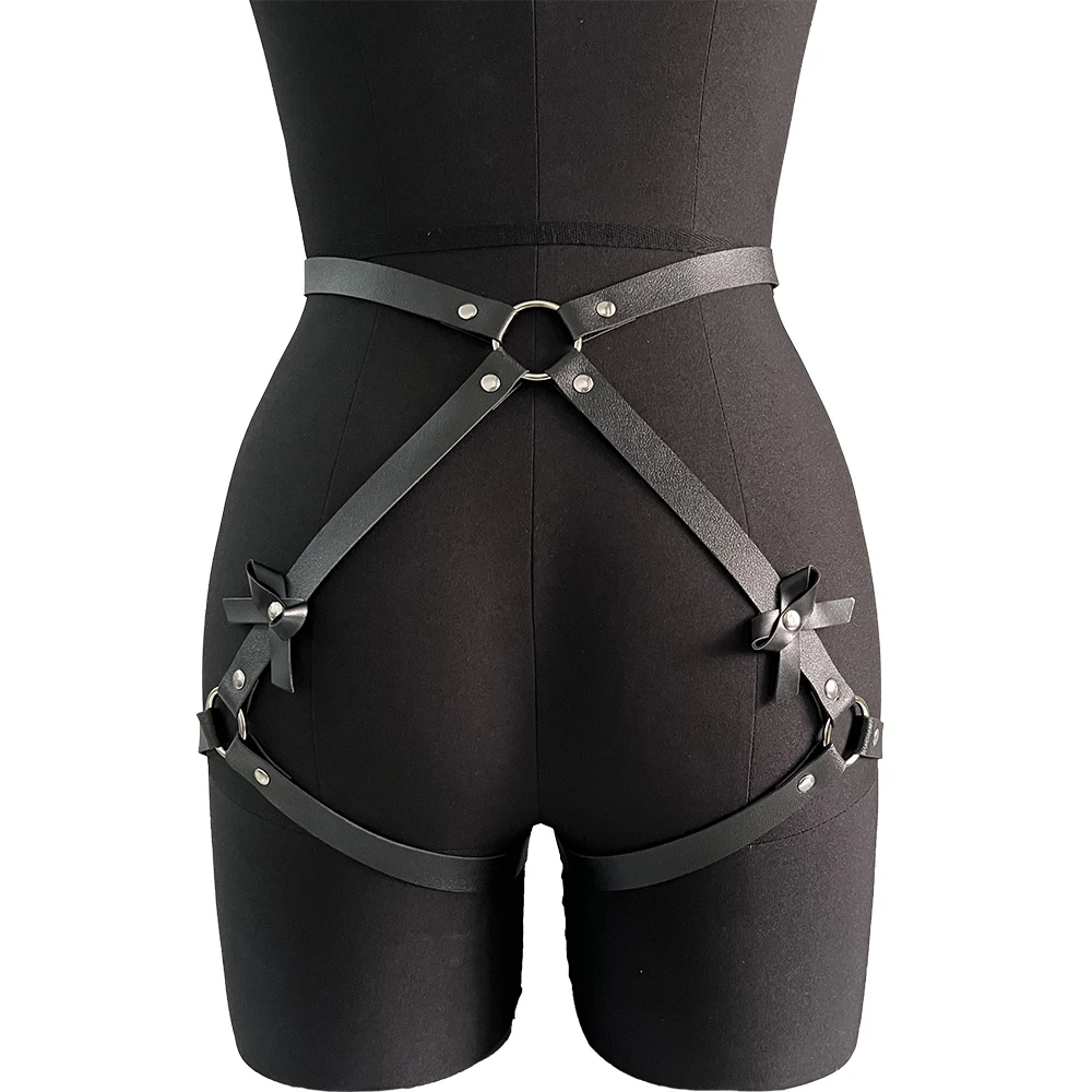 Sexy Bondage Harness Women Har Garter Belt Pu Leather Leg Strap Suspenders Fetish Lingerie BDSM Leg Harness Cage Tight Garter