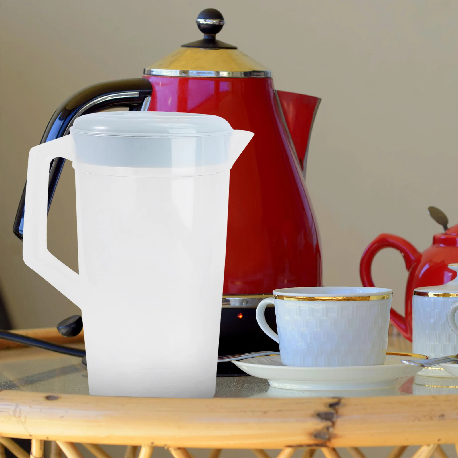 

2pcs Large Capacity Cold Water Pitcher Bpa Free Plastic Juice Pot Heat Resistant Beverage Dispenser For Home Party Picnic