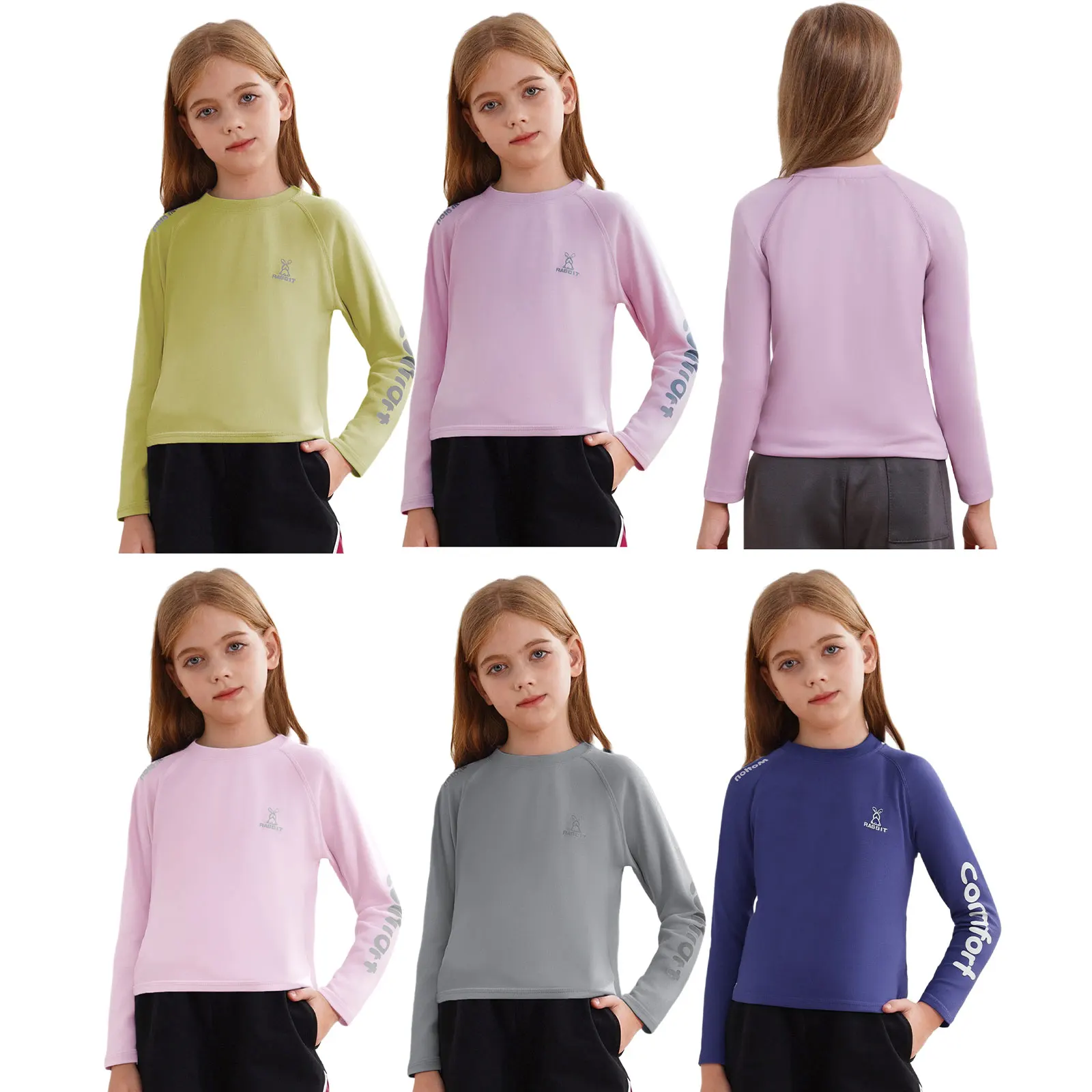 Boys Girls Moisture-Wicking Sports Top Long Sleeve T-shirt Running Fitness Workout Costume for Hiking Camping Workout Sportswear