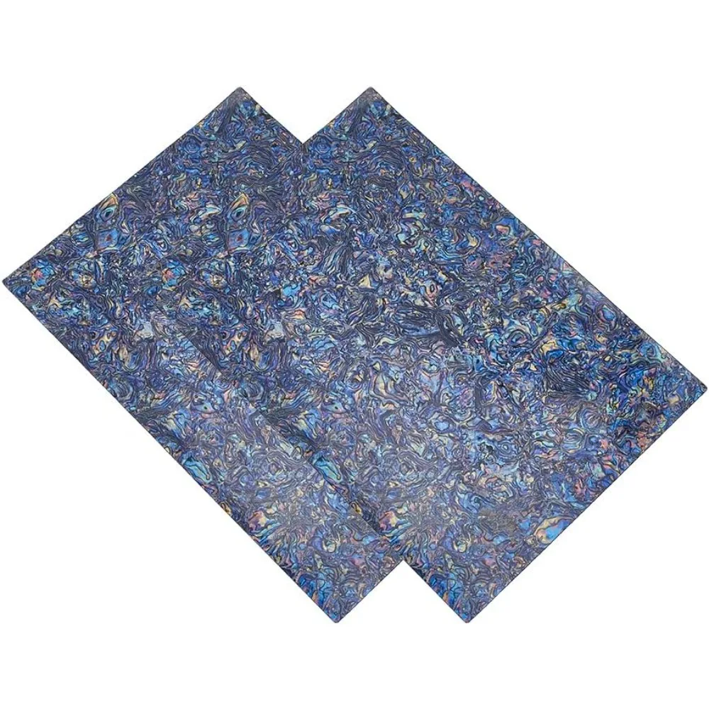 11.8x7.87 inch 2Pcs Abalone Shell Sticker Abalone Veneer Sheets Blue PVC Stickers Imitation Shells Stickers for Inlay Projects