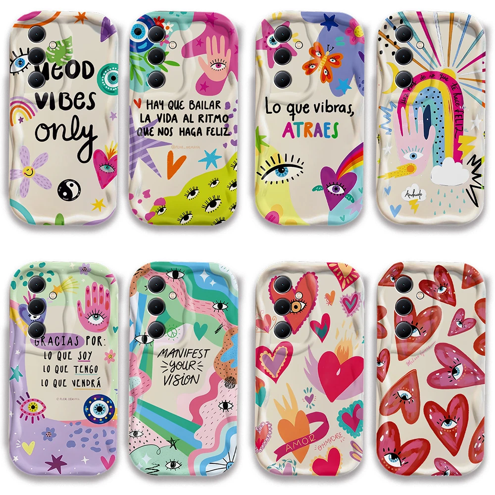 Lucky Turkish Evil Eye 3D Wave Phone Case For Samsung Galaxy S24 S23 S21 S20 FE Plus Ultra 4G 5G Soft Silicone Back Cover