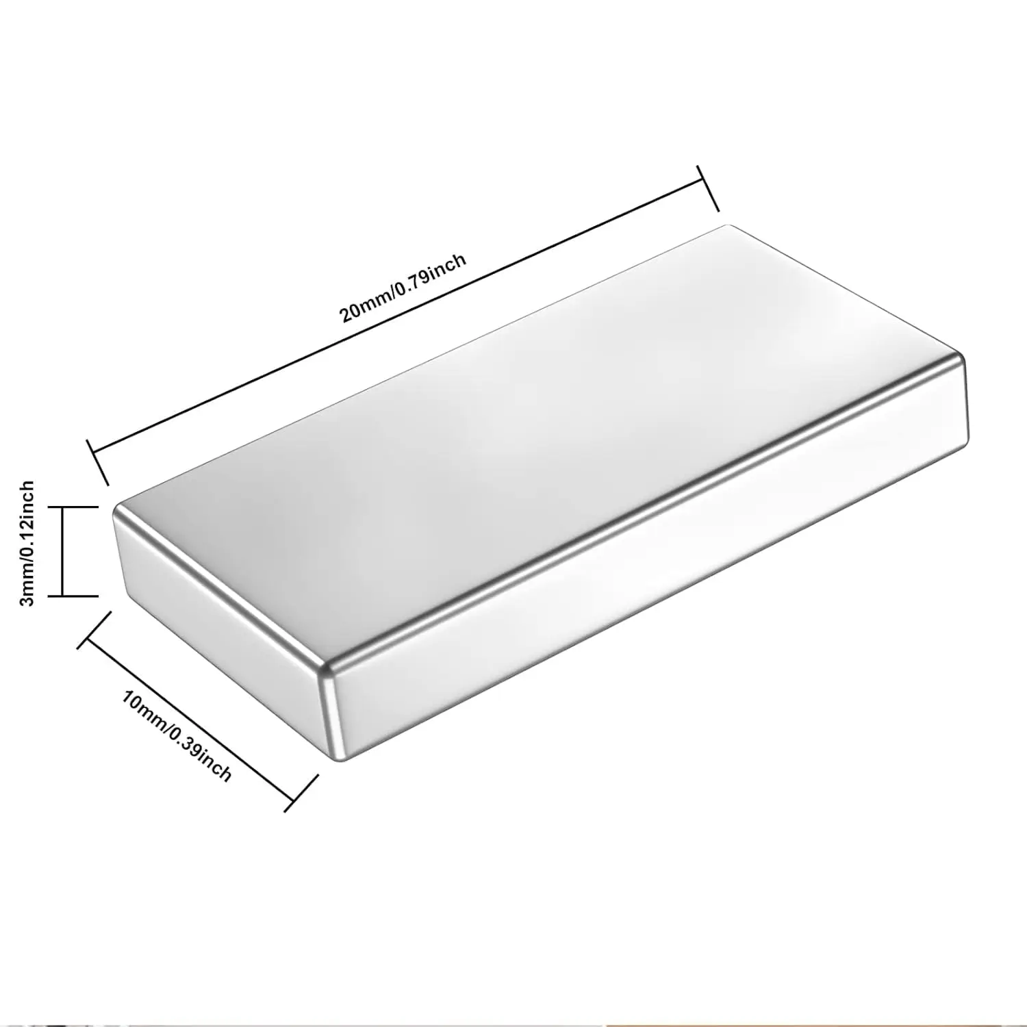 20x10x3mm Rare Earth Magnets Bars Heavy Duty Rectangular Metal Small Neodymium Magnets for Refrigerator Crafts Industrial Tool