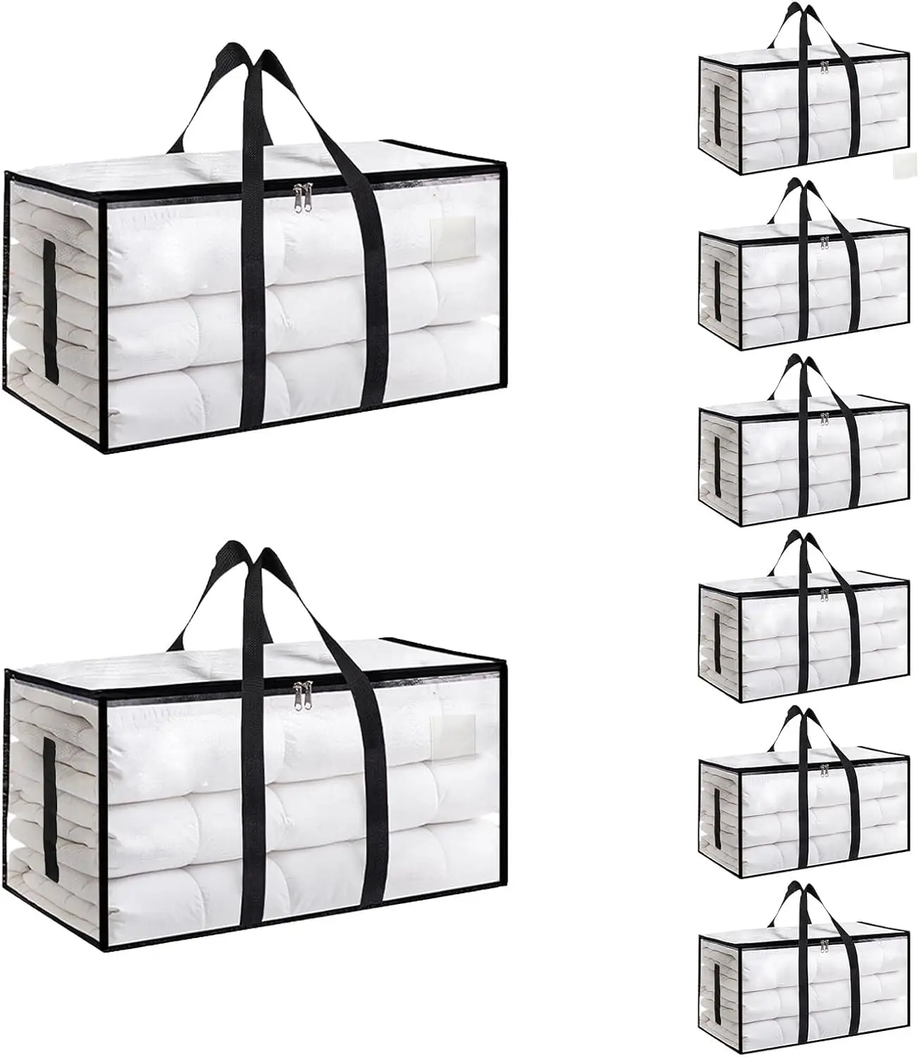 

8 Pack Extra Large Moving Bags - Waterproof Storage Totes with Handles & Zippers, Foldable for Dorm