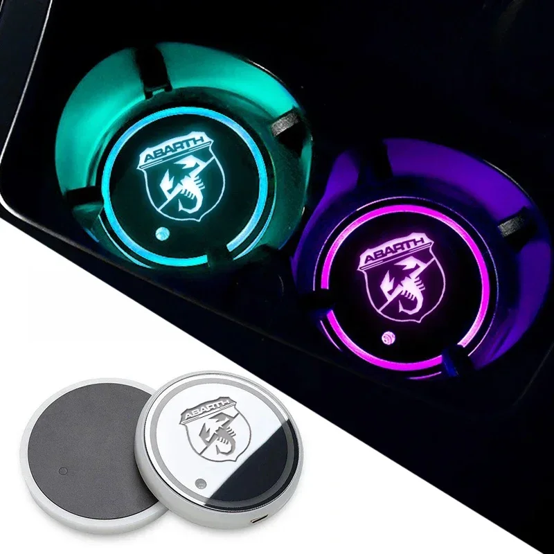 Leuchtende Auto-Untersetzungsmatte, bunte Atmosphärenbeleuchtung, rutschfeste Matte für Abarth Punto 124 125 500 Fiat Viaggio, Autozubehör