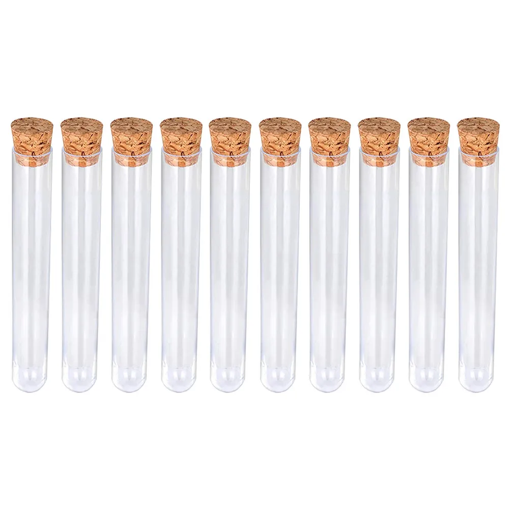 24pcs Clear Plastic Test Tubes with Cork Stoppers for Science Experiments, Lab Use, Jewelry Making & Decoration