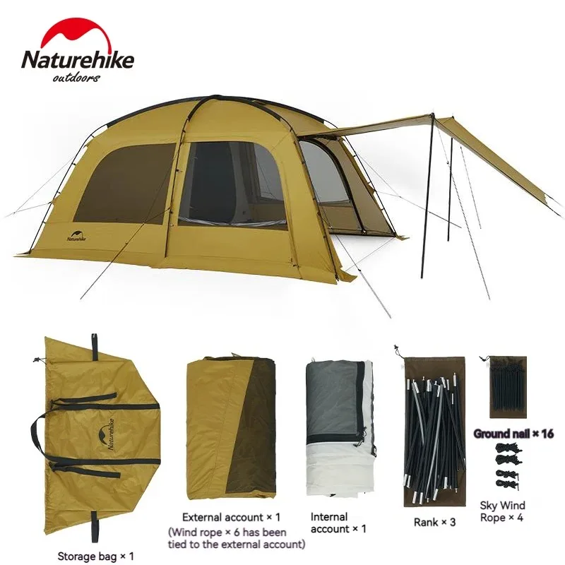 

Naturehike Camping Double Layer Dome Tent With Extended Canopy Chimney Hole for 2-3 Persons Outdoor Waterproof With Snow Skirt