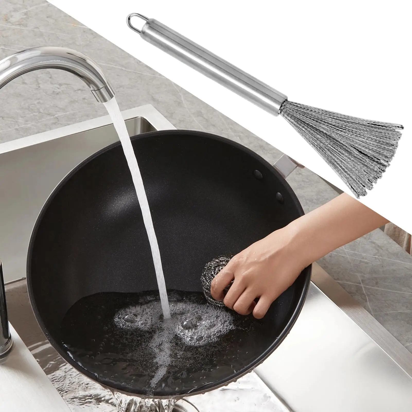 

Щетка для чистки кастрюль из нержавеющей стали для стаканов Щетка для мытья посуды с ручкой Щетка для чистки посуды Щетка для кастрюль Инструмент