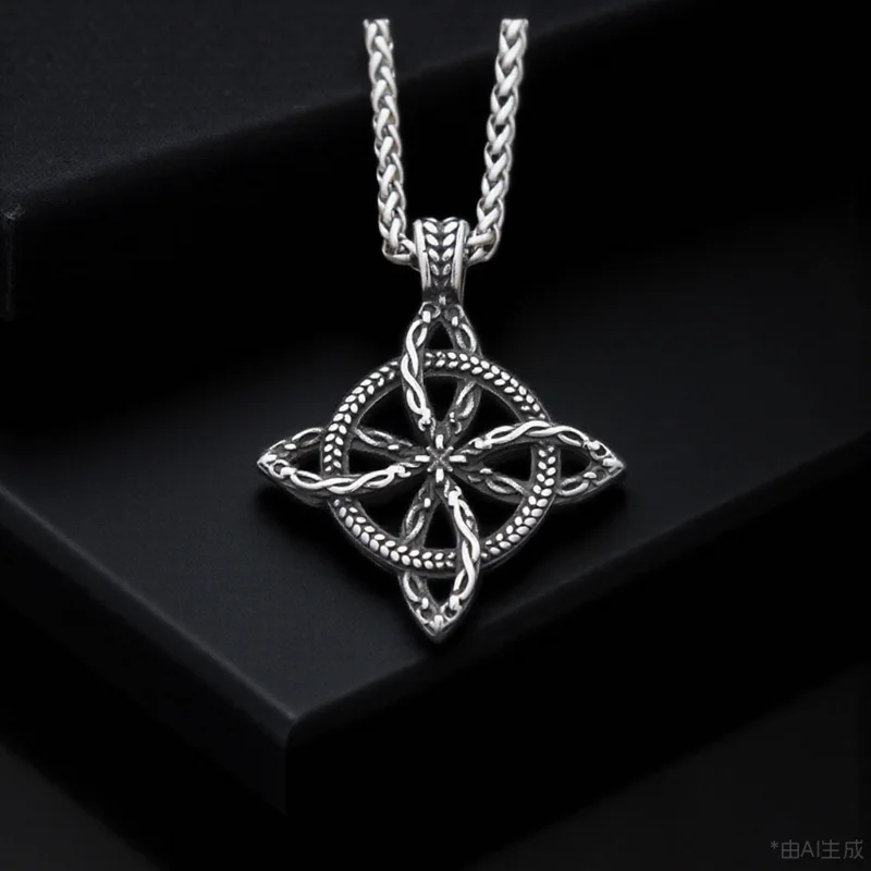 

European Style Celtic Eternal Knot Pendant Necklace for Men Trendy Titanium Steel Jewelry