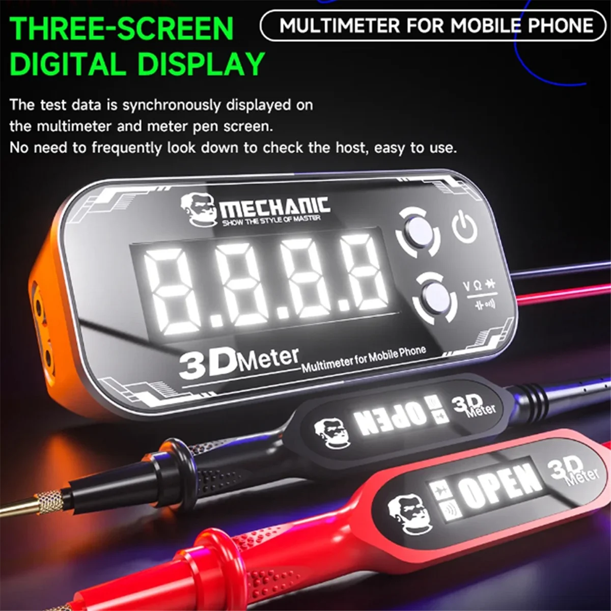 

ABNJ 3,0 мультиметр 3D метр 3, экранный дисплей для ремонта мобильных телефонов, инструмент для измерения сопротивления напряжению и тока