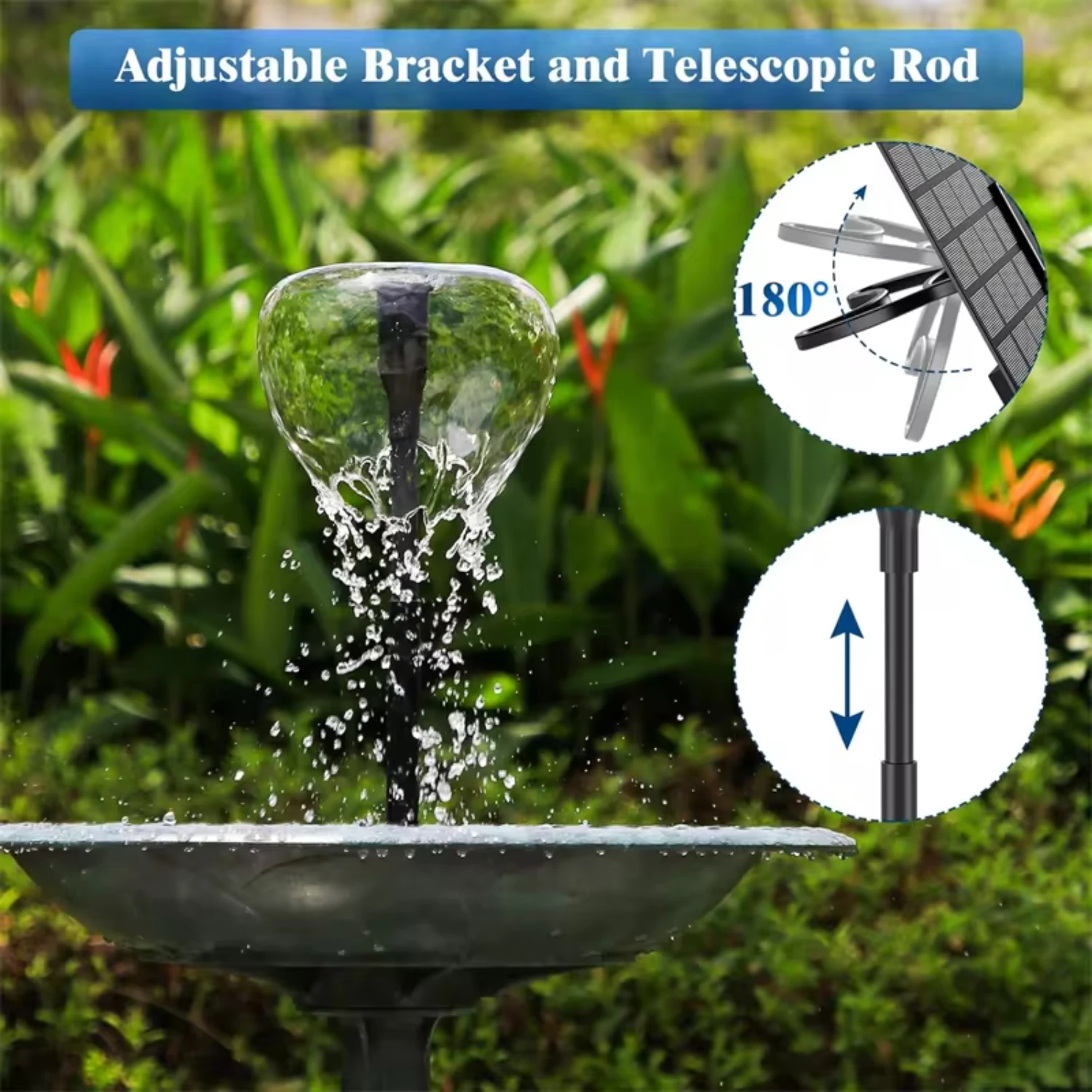 New 10W Outdoor Solar Fountain,Collapsible Solar Fountain,DIY Solar Pond   Garden Birdbath Pond Swimming Pool