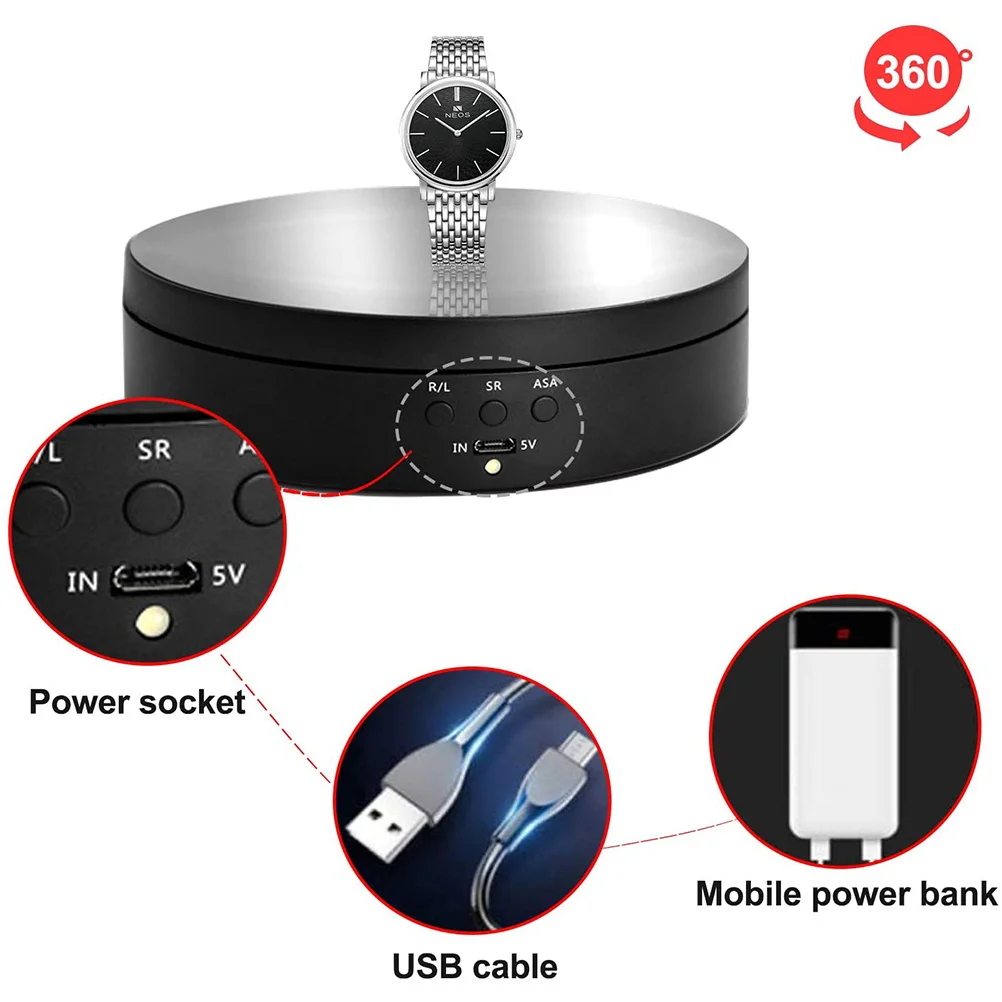 Motorized Rotating Display Stand Adjustable Speeds 2 4 6 45 90 180 360 Degree Rotation USB Rotating Display