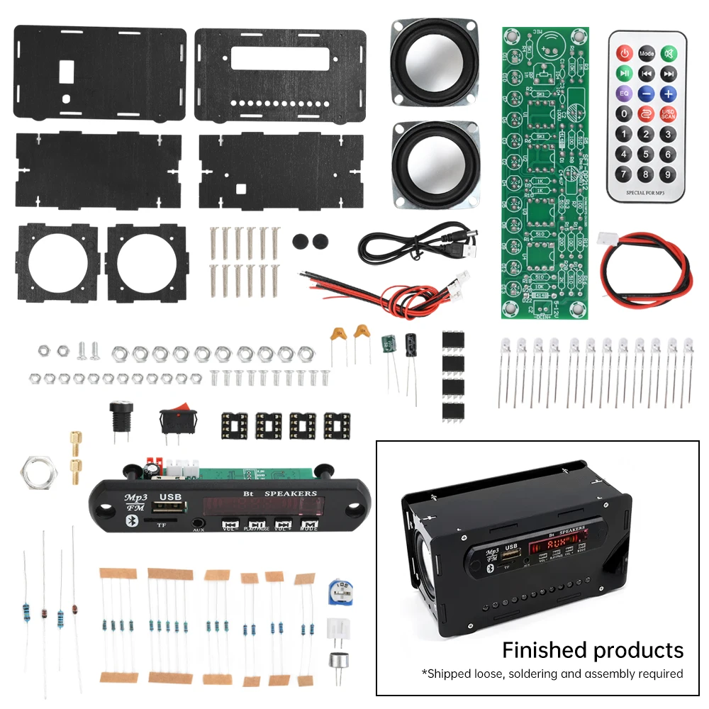 Diy kit de alto-falante bluetooth com rádio fm diy projeto de solda prática montagem diy kit eletrônico componente 2*3w alto-falante