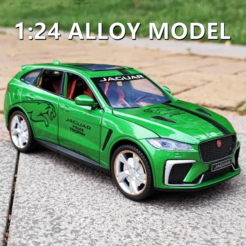 

Модель спортивного автомобиля 1:24 Jaguar F-PACE SVR, модель автомобиля с литыми деталями, имитация звука, коллекция игрушек, подарок