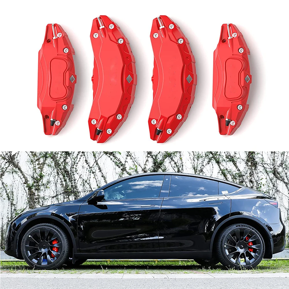 Caliper Covers Set of 4 For Tesla Model 3 Model Y Model X S 2017-2021  2022 2023Accessories Front Rear Brake Caliper Covers