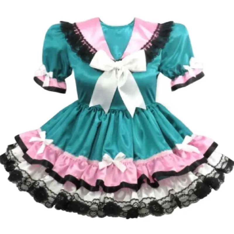 

Lockable Sissy Dress Maid Satin Lace Bow Adult Little Girl Giant Baby Doll Costume Customization