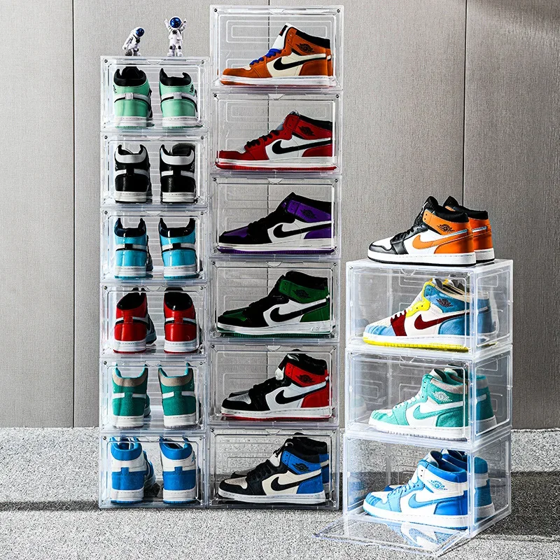 

Plastic Simple Flip Combination Shoe Cabinet Home Dormitory Magnetic Suction Storage Box Non-Acrylic Transparent Shoe Box