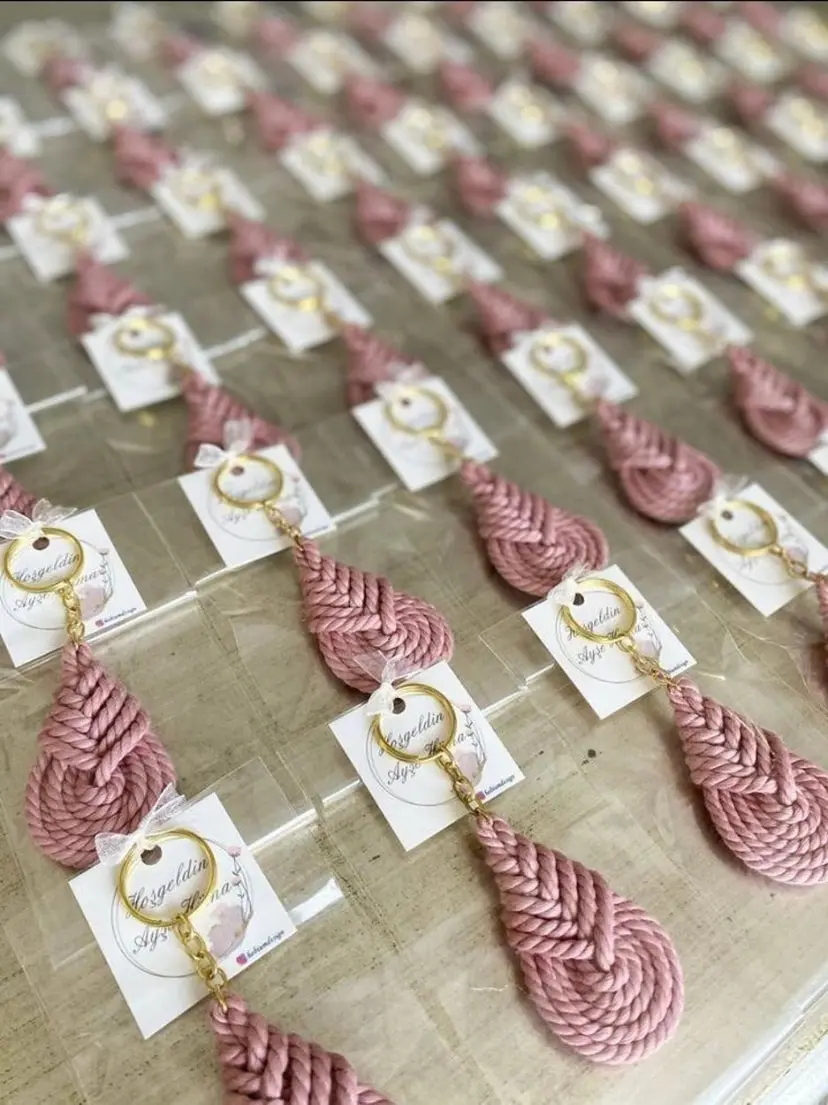 HandMade name Custom Card Macrame Keychain 50 PCs DüğünNişan Weddings and Party Each Kind Of Organization And At the Event With You