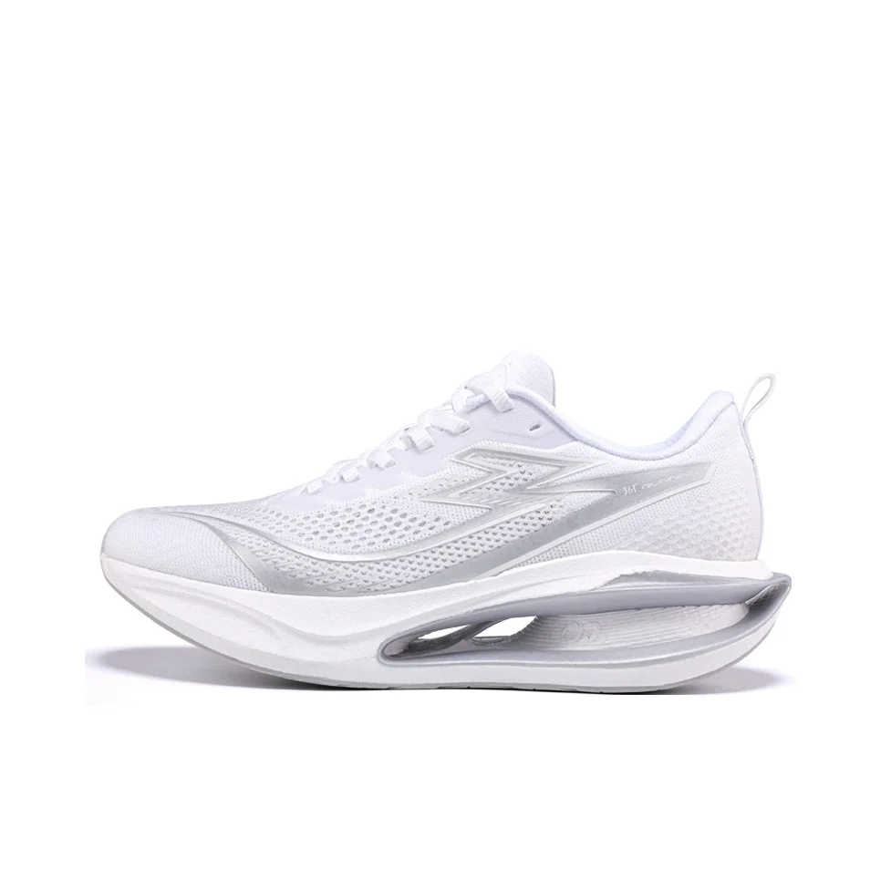 361 °   Chaussures de course à pied pour hommes, collection Carbon Levitating, amorti, antidérapantes, basses, plaque en carbone, blanches