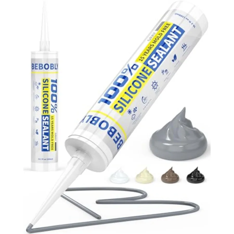 

Silicone Caulk and Sealant, 100% Waterproof Silicone Sealant, Shrink and Crack Proof, Silicone Caulking for Kitchen, Bathroom,