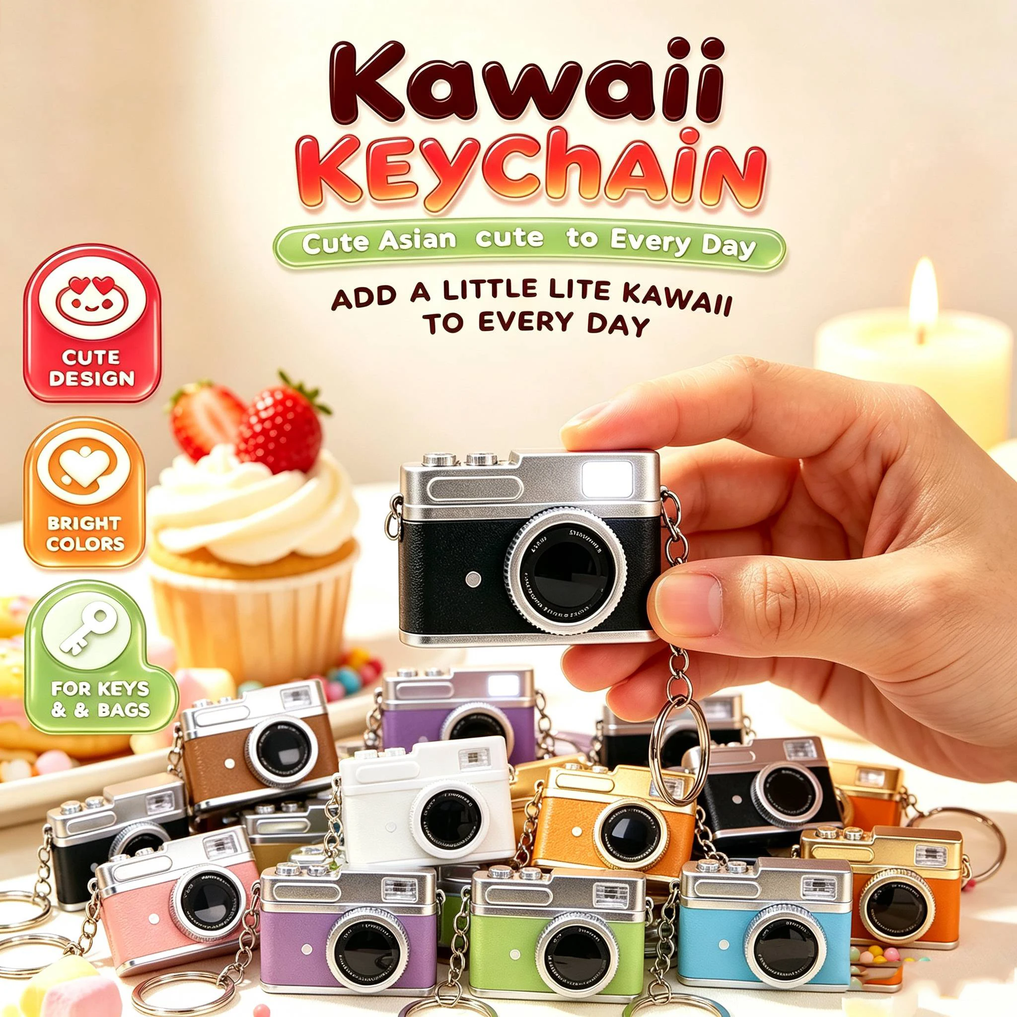 New Creative Mini Glow Baby Camera Keychain with Flash Sound Effects Gift Toy Bag Accessories Christmas BBF Couple Gift Keychain