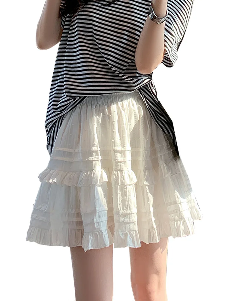 

Short Mini Above Knee Sweet Dresses White Black Beautiful Preppy Style Lolita Kawaii Skirts Japanese Harajuku Ruffle Cake