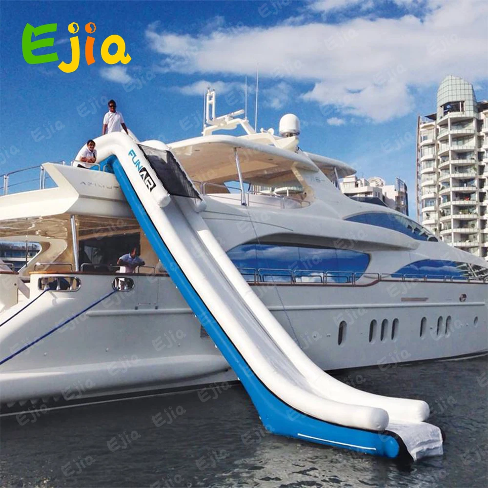 Customized  Size Water Play Equipment Inflatable Water Yacht Slide / Inflatable Dock Slide For Boat