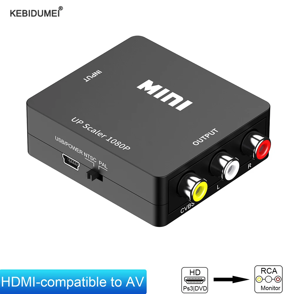 1080P HDMI-kompatybilny z adapterem skalera AV videobox konwerter kompozytowy HDMI-kompatybilny z RCA CVSB L/R wideo Mini HD2AV