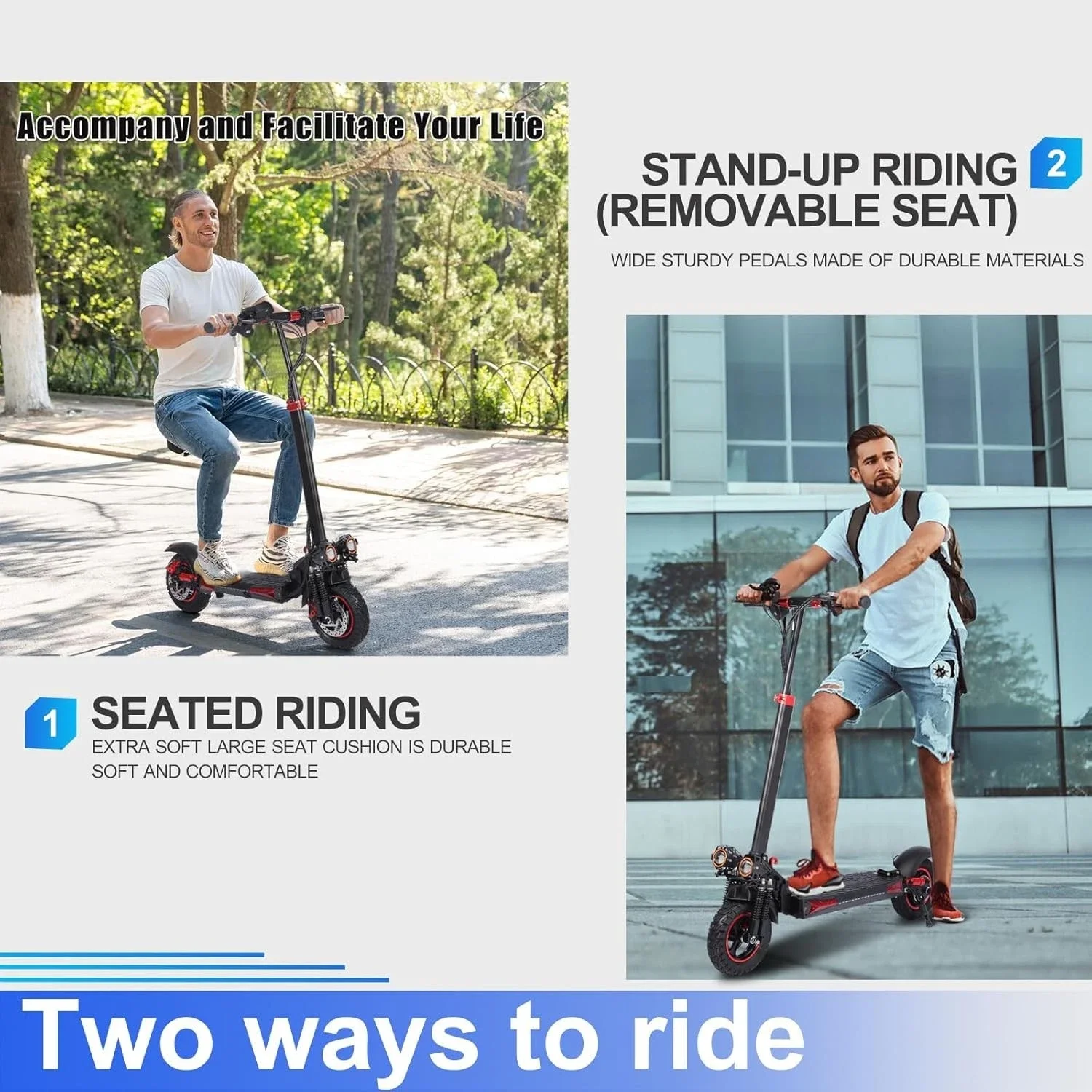 Scooter électrique pour adultes, 31mph, suspension complète, double frein à disque, longue portée, siège amovible, pliable, cadeau de noël