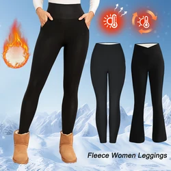 Fleece damesleggings Dikke uitlopende broek Hoge taille Thermische panty's Buikcontrole Winter Warme legging Vrijetijdskleding