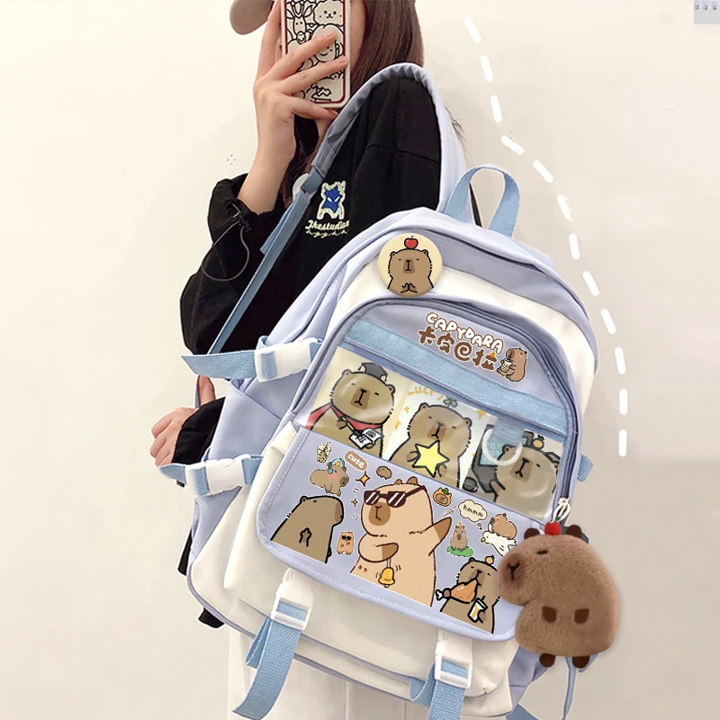 Kapibara schoolbag girls kawaii school backpack fashionable daily school backpack light load-reducing large capacity backpack