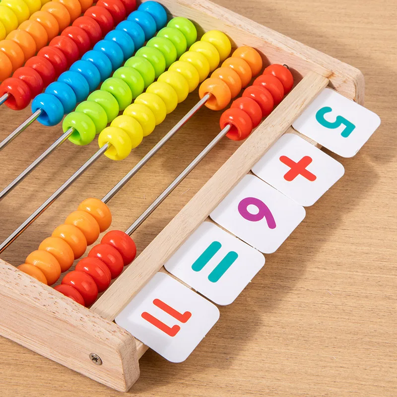 Cadre de calcul en bois pour enfants, outil d'enseignement arithmétique, opération des mathématiques, exercice de réflexion des nombres, jouets éducatifs Montessori