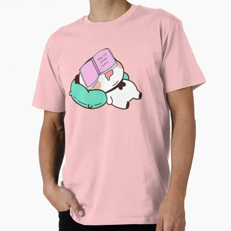 Bubu fell asleep while reading t shirt kawaii Panda Bear Cartoon Graphic tee Cute Y2K Clothes 100% cotton All size Tee S-6XL