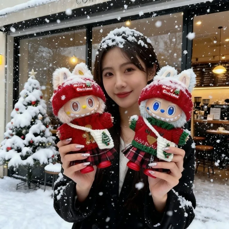 人形の服 15-17 センチメートルラブブ服メリークリスマス帽子ミニぬいぐるみ人形アクセサリー新年ドレスギフト