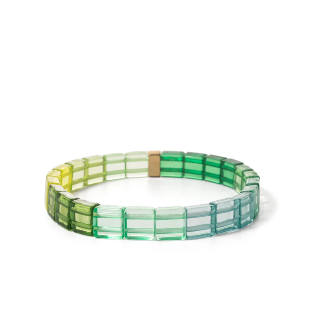 BEUTFOR 8X8MM Crystal Acrylic Beaded Bangle For Women Handmade 2026 Sping Colorful Bohemian Elastic Bracelets