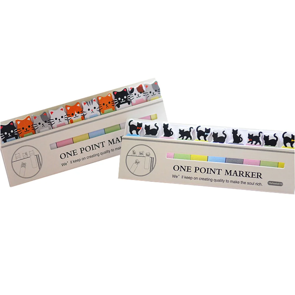 2 Set Sticky Bookmark Cartoon Stickers Paper Notes Memorandum Time Post Notepads