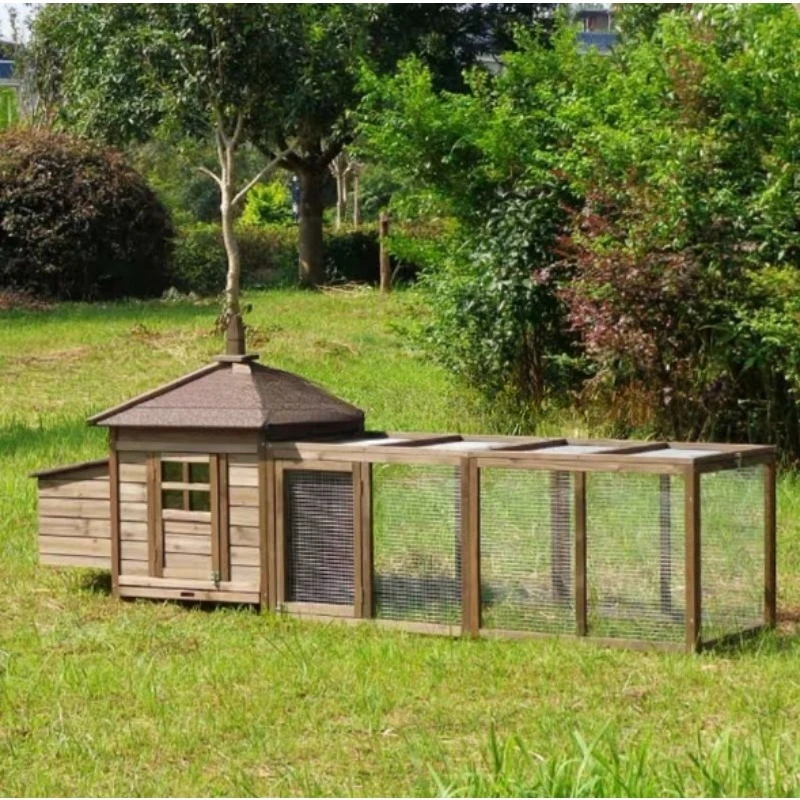 Gallinero de madera grande, jaula para aves de corral, con doble carrera, patio trasero, caja de anidación