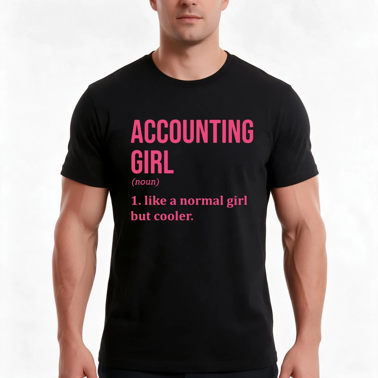 Accounting girl T-Shirt, Summer Casual Cotton Tee, Oversized Streetwear Tops, Vintage Graphic Print, Loose Fit Short Sleeve