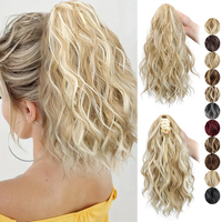 14Inch Synthetic Chic Water Wave Claw Clip Ponytail Hair Extension for Women Short Curly Claw Clip in Hairpiece