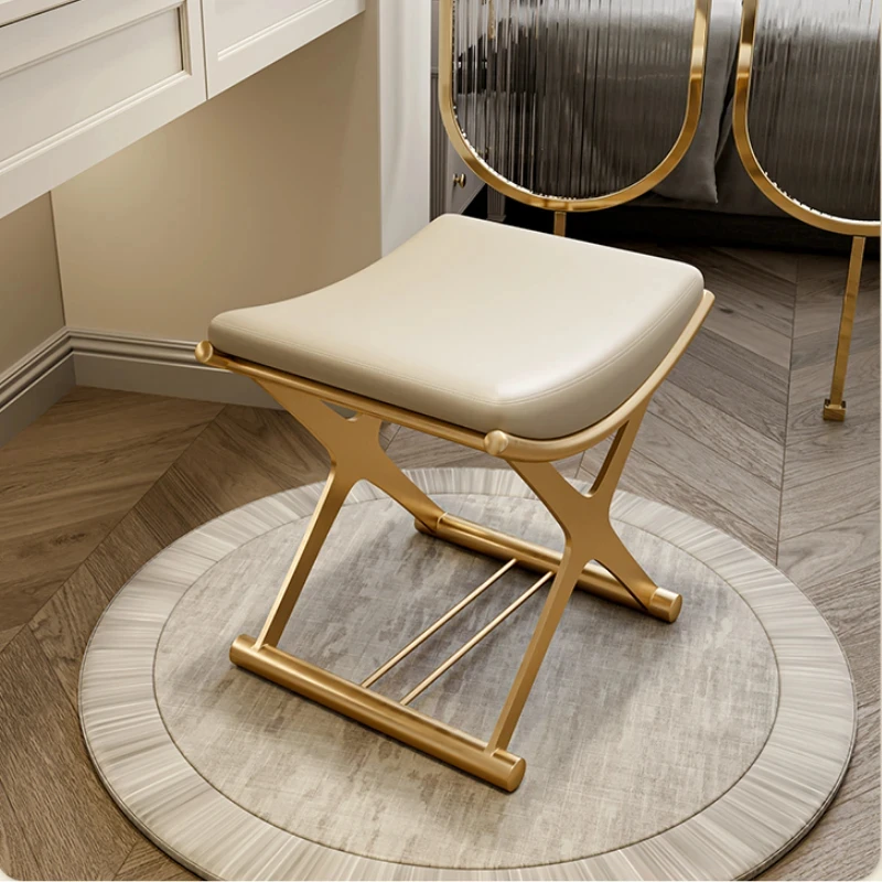 Bedroom dressing table stool Entrance Shoe bench ​Metal small Makeup chair designer Soft bag footrest Hallway ottoman Furniture