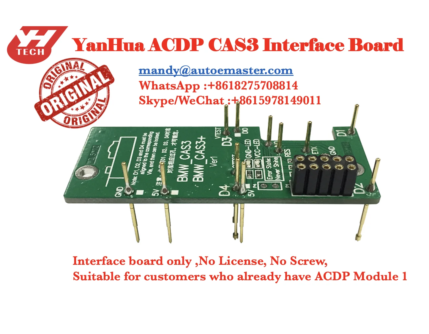 Yanhua Mini ACDP CAS1/CAS2/CAS3/CAS3+/CAS4/CAS4+ /BMD01 – Idealny adapter do modułu CAS w samochodach BMW E91