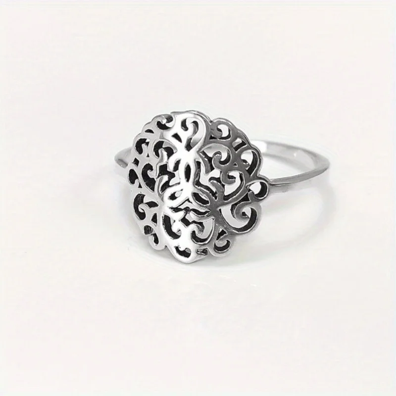 Elegant and exquisite wave lace curled grass pattern hollow ring, travel leisure holiday gift