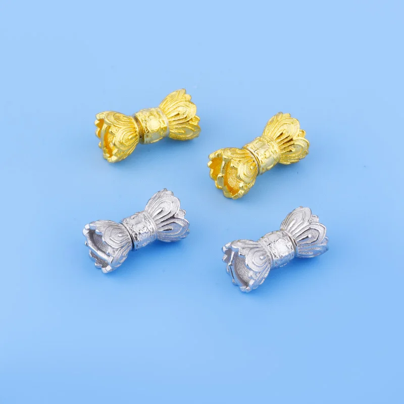 

S925 sterling silver gold-plated lotus turnbuckle Pearl bracelet necklace twist button handmade diy material accessories