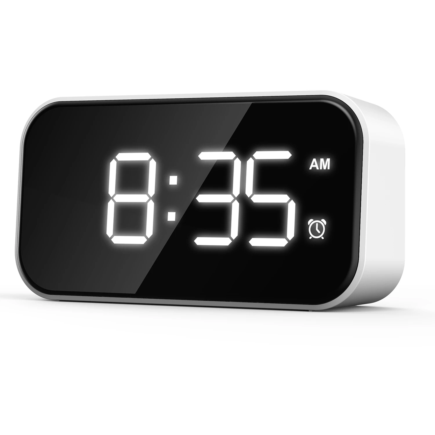 Digital Alarm Clock for Bedrooms, Bedside Clock with 6 Levels Of Brightness, Snooze, (White Appearance + White Font)